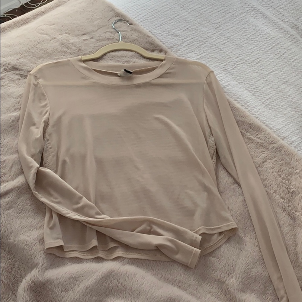 Mesh tan crop top